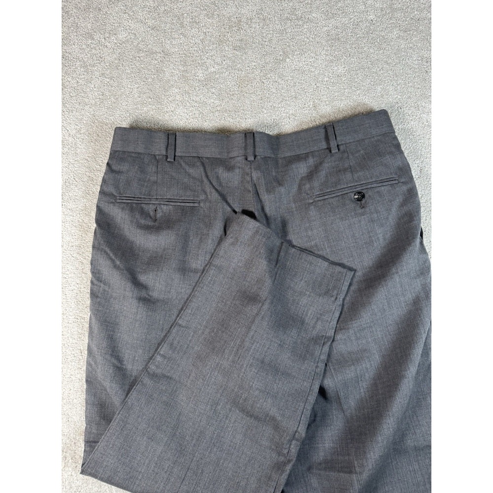 Hart Schaffner Marx Mens Dress Pant 36x28 Gray 100% Wool Straight Leg Career